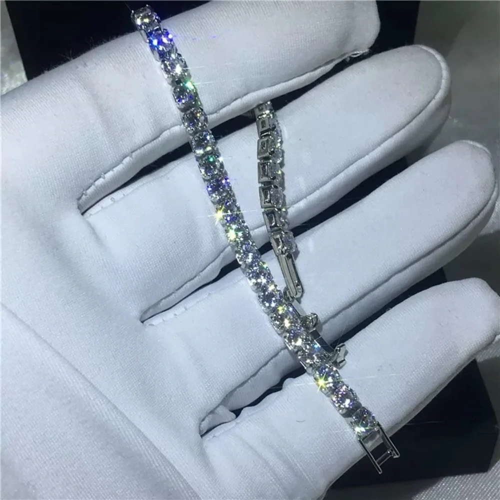 3-5mm Silver Full Drill Fine Tennis Bracelet